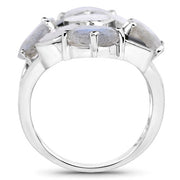 Bids.com 10.30 Carat Genuine White Rainbow Moonstone, Labradorite And Black Onyx .925 Sterling Silver Ring Rings White Smoke size 6.00,size 7.00,size 8.00,size 9.00