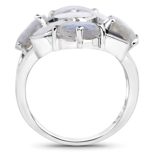 Bids.com 10.30 Carat Genuine White Rainbow Moonstone, Labradorite And Black Onyx .925 Sterling Silver Ring Rings White Smoke size 6.00,size 7.00,size 8.00,size 9.00