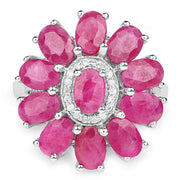 Bids.com 5.83 Carat Genuine Ruby and White Zircon .925 Sterling Silver Ring Rings White Smoke size 7.00,size 8.00,size 6.00,size 5.00,size 9.00