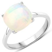 Bids.com 2.90 Carat Genuine Ethiopian Opal .925 Sterling Silver Ring Rings White Smoke size 7.00,size 6.00,size 8.00,size 9.00