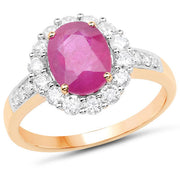 Bids.com 2.84 Carat Genuine Burma Ruby and White Diamond 18K Yellow Gold Ring Rings White Smoke size 5.00,size 6.00,size 7.00,size 8.00,size 9.00,size 10.00