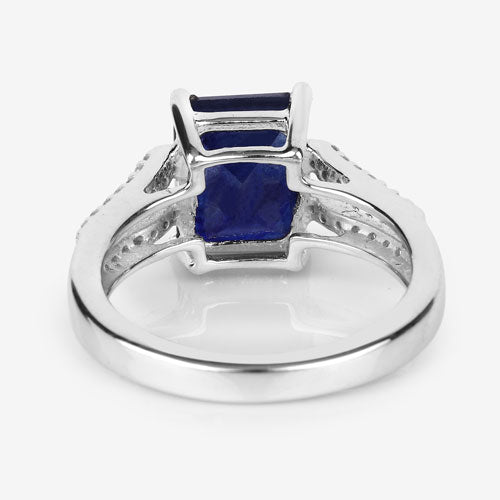 Bids.com 3.07 Carat Glass Filled Sapphire and White Zircon .925 Sterling Silver Ring Rings White Smoke size 6.00,size 7.00,size 8.00,size 9.00,size 5.00,size 10.00
