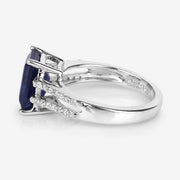 Bids.com 3.07 Carat Glass Filled Sapphire and White Zircon .925 Sterling Silver Ring Rings White Smoke size 6.00,size 7.00,size 8.00,size 9.00,size 5.00,size 10.00