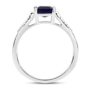 Bids.com 3.07 Carat Glass Filled Sapphire and White Zircon .925 Sterling Silver Ring Rings White Smoke size 6.00,size 7.00,size 8.00,size 9.00,size 5.00,size 10.00