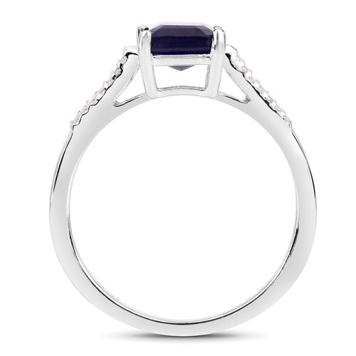 Bids.com 3.07 Carat Glass Filled Sapphire and White Zircon .925 Sterling Silver Ring Rings White Smoke size 6.00,size 7.00,size 8.00,size 9.00,size 5.00,size 10.00