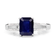 Bids.com 3.07 Carat Glass Filled Sapphire and White Zircon .925 Sterling Silver Ring Rings White Smoke size 6.00,size 7.00,size 8.00,size 9.00,size 5.00,size 10.00