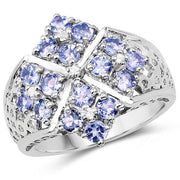 Bids.com 1.65 Carat Genuine Tanzanite and White Topaz .925 Sterling Silver Ring Rings White Smoke size 7.50,size 6.00,size 7.00,size 8.00,size 9.00,size 5.00