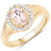 Bids.com 1.30 Carat Genuine Morganite and White Topaz .925 Sterling Silver Ring Rings White Smoke size 5.00,size 6.00,size 7.00,size 7.50,size 8.00,size 9.00