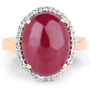 Bids.com 14K Rose Gold Plated 16.69 Carat Genuine Glass Filled Ruby and White Topaz .925 Sterling Silver Ring Rings White Smoke size 6.00,size 7.00,size 8.00,size 9.00