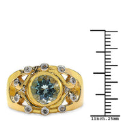 Bids.com 14K Yellow Gold Plated 3.42 Carat Genuine Blue Topaz & White Topaz .925 Sterling Silver Ring Rings White Smoke size 6.00,size 7.00,size 8.00,size 9.00