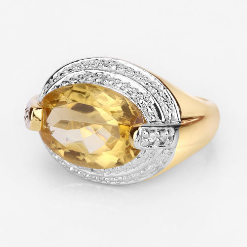 Bids.com 4.56 Carat Genuine Citrine and White Diamond .925 Sterling Silver Ring Rings Lavender size 7.00,size 8.00,size 9.00,size 10.00,size 5.00,size 6.00