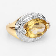 Bids.com 4.56 Carat Genuine Citrine and White Diamond .925 Sterling Silver Ring Rings White Smoke size 7.00,size 8.00,size 9.00,size 10.00,size 5.00,size 6.00