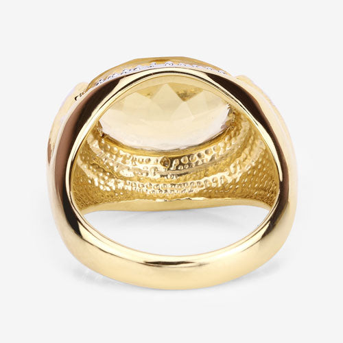 Bids.com 4.56 Carat Genuine Citrine and White Diamond .925 Sterling Silver Ring Rings White Smoke size 7.00,size 8.00,size 9.00,size 10.00,size 5.00,size 6.00