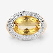 Bids.com 4.56 Carat Genuine Citrine and White Diamond .925 Sterling Silver Ring Rings White Smoke size 7.00,size 8.00,size 9.00,size 10.00,size 5.00,size 6.00