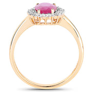 Bids.com 1.48 Carat Genuine Ruby and White Diamond 14K Yellow Gold Ring Rings White Smoke size 7.00
