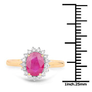 Bids.com 1.48 Carat Genuine Ruby and White Diamond 14K Yellow Gold Ring Rings White Smoke size 7.00
