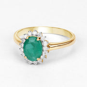 Bids.com 1.39 Carat Genuine Zambian Emerald and White Diamond 10K Yellow Gold Ring Rings White Smoke size 6.00,size 7.00,size 8.00,size 9.00,size 5.00,size 10.00