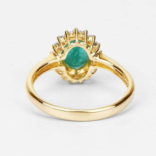 Bids.com 1.39 Carat Genuine Zambian Emerald and White Diamond 10K Yellow Gold Ring Rings White Smoke size 6.00,size 7.00,size 8.00,size 9.00,size 5.00,size 10.00