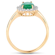 Bids.com 1.39 Carat Genuine Zambian Emerald and White Diamond 10K Yellow Gold Ring Rings White Smoke size 6.00,size 7.00,size 8.00,size 9.00,size 5.00,size 10.00