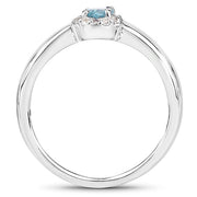 Bids.com 0.68 Carat Genuine Blue Zircon and White Zircon .925 Sterling Silver Ring Rings White Smoke size 5.00,size 9.00,size 6.00,size 7.00,size 8.00