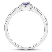 Bids.com 0.54 Carat Genuine Tanzanite and White Zircon .925 Sterling Silver Ring Rings White Smoke size 5.00,size 6.00,size 7.00,size 8.00,size 9.00,size 10.00