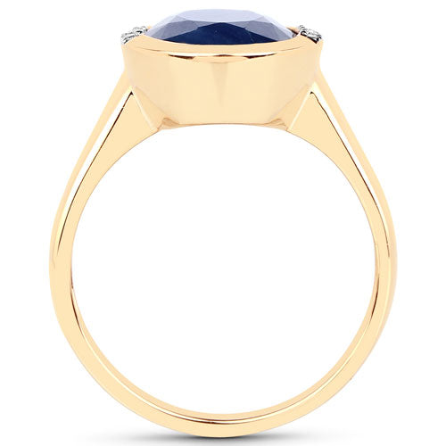 Bids.com 4.85 Carat Genuine Blue Sapphire and White Diamond 14K Yellow Gold Ring Rings White Smoke size 6.00,size 7.00,size 8.00,size 5.00,size 9.00