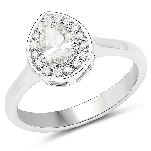 Bids.com 14K White Gold 0.64 Carat Genuine White Diamond Ring Rings White Smoke size 7.00,size 6.00,size 8.00
