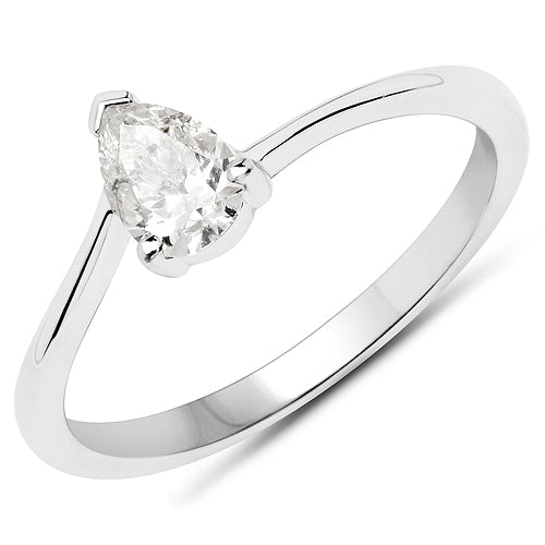 Bids.com 14K White Gold 0.50 Carat Genuine White Diamond Ring Rings White Smoke size 7.00,size 6.00,size 8.00