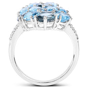 Bids.com 6.69 Carat Genuine Swiss Blue Topaz, London Blue Topaz and White Zircon .925 Sterling Silver Ring Rings White Smoke size 6.00,size 8.00,size 7.00,size 5.00,size 9.00,size 10.00
