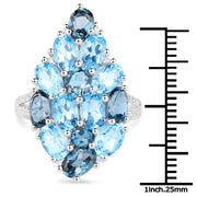 Bids.com 6.69 Carat Genuine Swiss Blue Topaz, London Blue Topaz and White Zircon .925 Sterling Silver Ring Rings White Smoke size 6.00,size 8.00,size 7.00,size 5.00,size 9.00,size 10.00