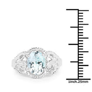 Bids.com 1.50 Carat Genuine Aquamarine .925 Sterling Silver Ring Rings White Smoke size 6.00,size 7.00,size 8.00,size 9.00,size 5.00