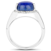 Bids.com 5.52 Carat Genuine Lapis and White Zircon .925 Sterling Silver Ring Rings White Smoke size 7.00,size 6.00,size 8.00