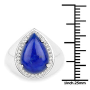 Bids.com 5.52 Carat Genuine Lapis and White Zircon .925 Sterling Silver Ring Rings White Smoke size 7.00,size 6.00,size 8.00