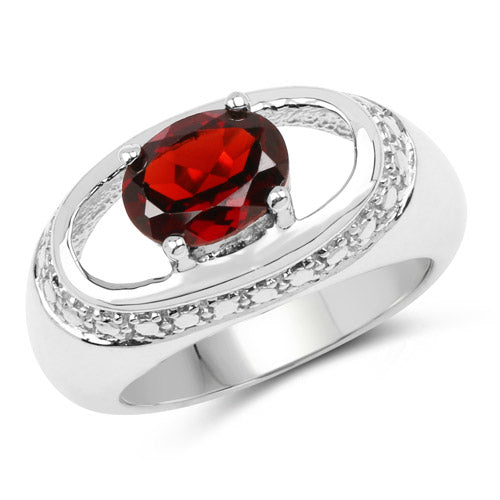 Bids.com 2.50 Carat Genuine Garnet .925 Sterling Silver Ring Rings White Smoke size 8.00,size 6.00,size 7.00,size 9.00