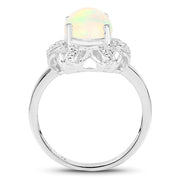 Bids.com 1.73 Carat Genuine Ethiopian Opal & White Topaz .925 Sterling Silver Ring Rings White Smoke size 7.00,size 6.00,size 8.00,size 9.00,size 5.00