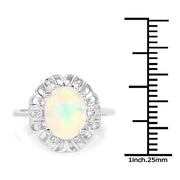 Bids.com 1.73 Carat Genuine Ethiopian Opal & White Topaz .925 Sterling Silver Ring Rings White Smoke size 7.00,size 6.00,size 8.00,size 9.00,size 5.00