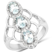 Bids.com 1.54 Carat Genuine Aquamarine and White Zircon .925 Sterling Silver Ring Rings White Smoke size 6.00,size 8.00,size 7.00,size 5.00,size 9.00