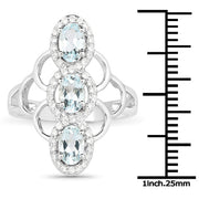 Bids.com 1.54 Carat Genuine Aquamarine and White Zircon .925 Sterling Silver Ring Rings White Smoke size 6.00,size 8.00,size 7.00,size 5.00,size 9.00