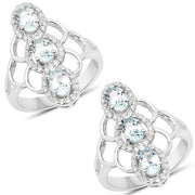 Bids.com 1.54 Carat Genuine Aquamarine and White Zircon .925 Sterling Silver Ring Rings White Smoke size 6.00,size 8.00,size 7.00,size 5.00,size 9.00