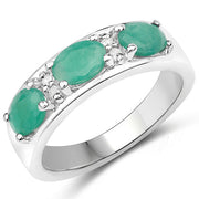 Bids.com 1.38 Carat Genuine Emerald and White Topaz .925 Sterling Silver Ring Rings White Smoke size 6.00,size 7.00,size 8.00