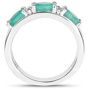 Bids.com 1.38 Carat Genuine Emerald and White Topaz .925 Sterling Silver Ring Rings White Smoke size 6.00,size 7.00,size 8.00
