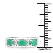 Bids.com 1.38 Carat Genuine Emerald and White Topaz .925 Sterling Silver Ring Rings White Smoke size 6.00,size 7.00,size 8.00