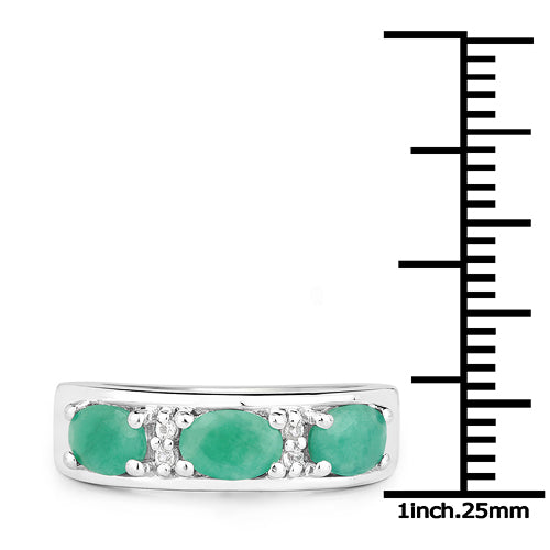 Bids.com 1.38 Carat Genuine Emerald and White Topaz .925 Sterling Silver Ring Rings White Smoke size 6.00,size 7.00,size 8.00