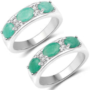 Bids.com 1.38 Carat Genuine Emerald and White Topaz .925 Sterling Silver Ring Rings White Smoke size 6.00,size 7.00,size 8.00