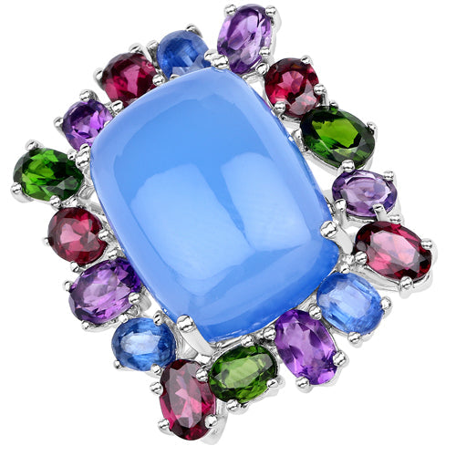 Bids.com 26.67 Carat Genuine Multi Stones .925 Sterling Silver Ring Rings White Smoke size 7.00,size 5.00,size 6.00,size 8.00,size 9.00,size 10.00,size 11.00
