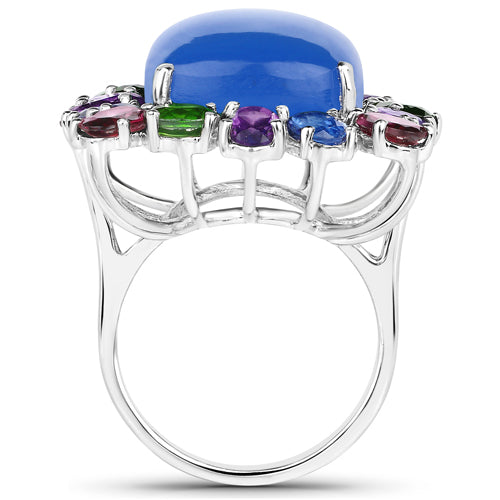 Bids.com 26.67 Carat Genuine Multi Stones .925 Sterling Silver Ring Rings White Smoke size 7.00,size 5.00,size 6.00,size 8.00,size 9.00,size 10.00,size 11.00