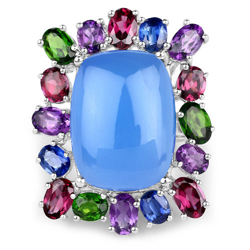 Bids.com 26.67 Carat Genuine Multi Stones .925 Sterling Silver Ring Rings White Smoke size 7.00,size 5.00,size 6.00,size 8.00,size 9.00,size 10.00,size 11.00