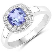Bids.com 1.51 Carat Genuine Tanzanite and White Topaz .925 Sterling Silver ring Rings White Smoke size 6.00,size 5.00,size 7.00,size 8.00,size 9.00,size 10.00
