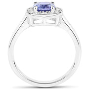 Bids.com 1.51 Carat Genuine Tanzanite and White Topaz .925 Sterling Silver ring Rings White Smoke size 6.00,size 5.00,size 7.00,size 8.00,size 9.00,size 10.00