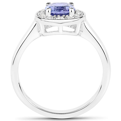 Bids.com 1.51 Carat Genuine Tanzanite and White Topaz .925 Sterling Silver ring Rings White Smoke size 6.00,size 5.00,size 7.00,size 8.00,size 9.00,size 10.00